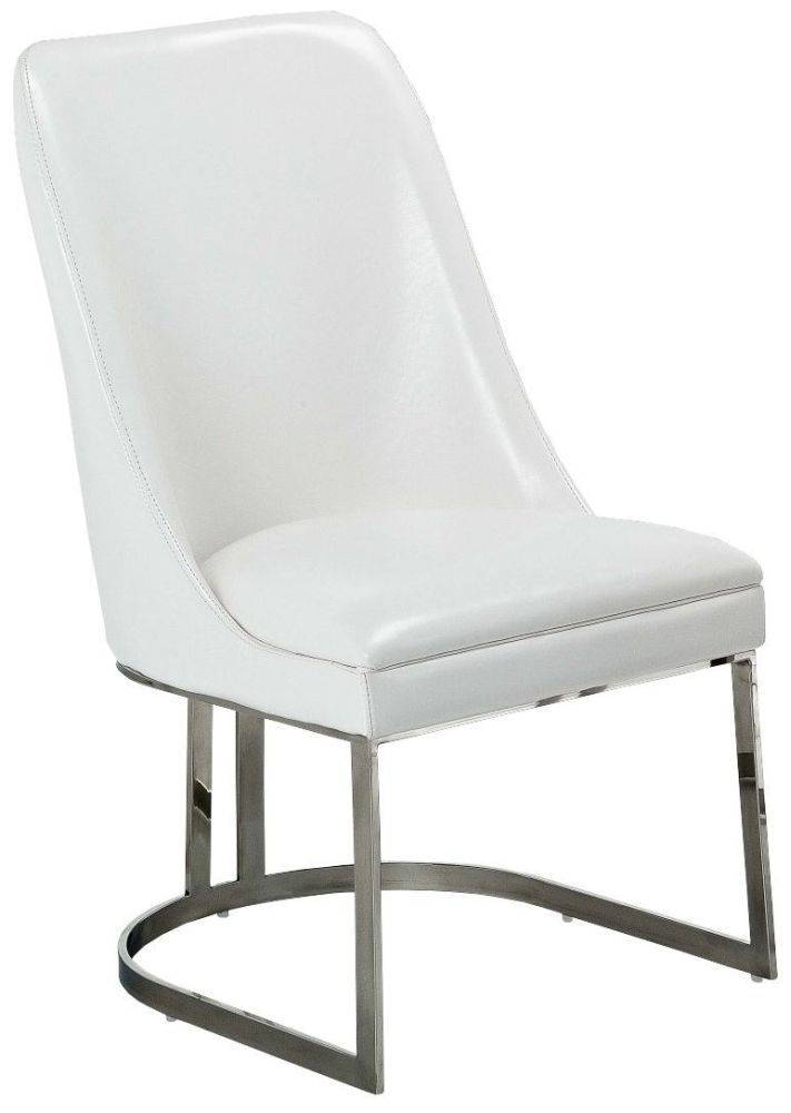 Stone International Greta Leather And Polished Steel Dining Chair