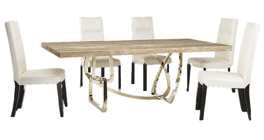 Stone International Tangle Boxed Edge Dining Table Marble And Stainless Steel