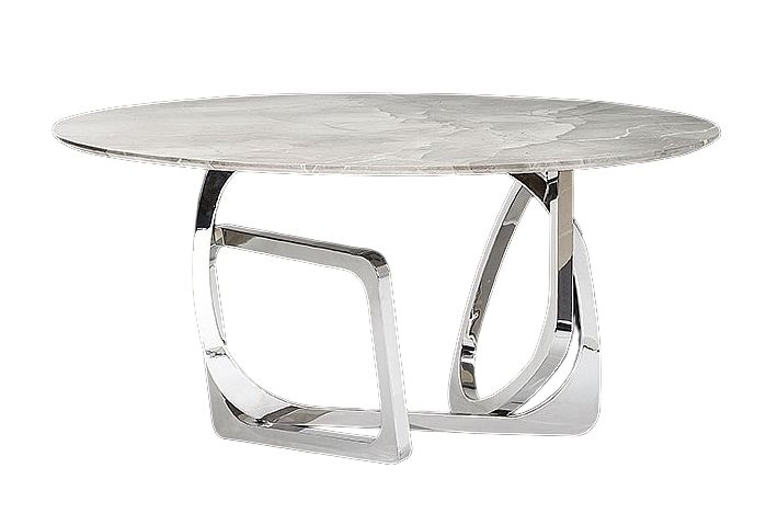 Stone International Tangle Round Dining Table Marble And Stainless Steel