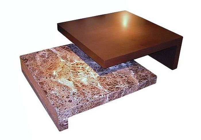 Product photograph of Stone International Twin Square Coffee Table - Marble And Wenge Wood from Choice Furniture Superstore