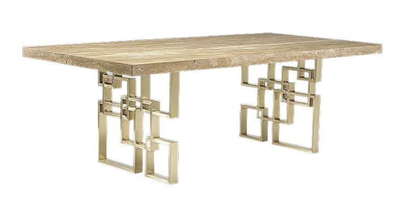 Stone International Windows Dining Table Marble And Satin Brass