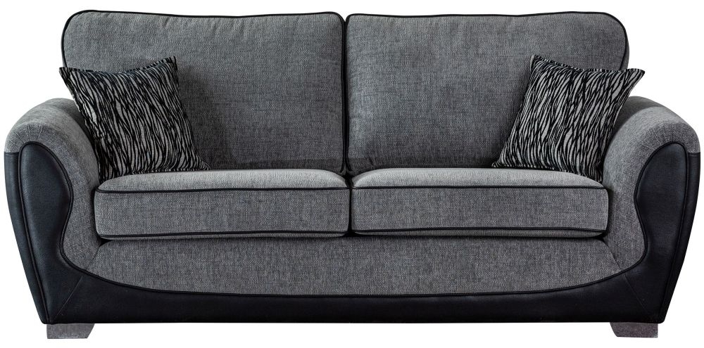 Sweet Dreams Knole 3 Seater Black And Silver Fabric Sofa