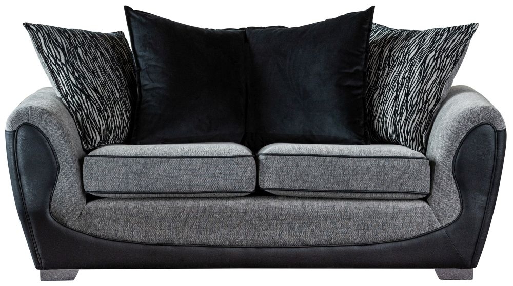Sweet Dreams Knole Scatterback 3 Seater Black And Silver Fabric Sofa