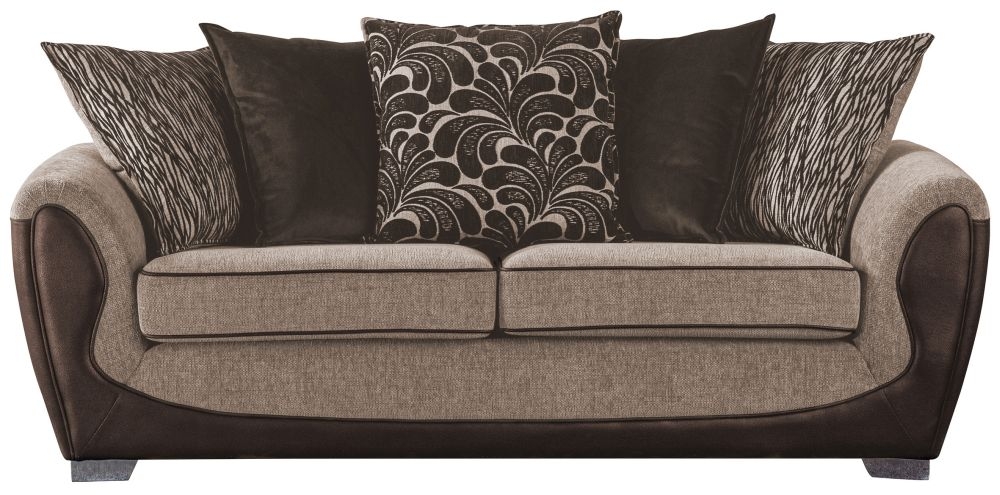 Sweet Dreams Knole Scatterback 3 Seater Chocolate And Gold Fabric Sofa