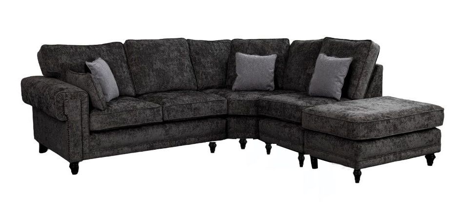 Sweet Dreams Windsor Coal Fabric Standard Back Corner Sofa