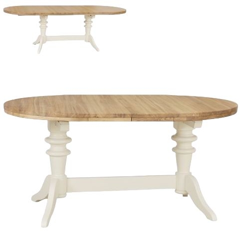 Tch Coelo Oval Extending Dining Table Oak And Painted