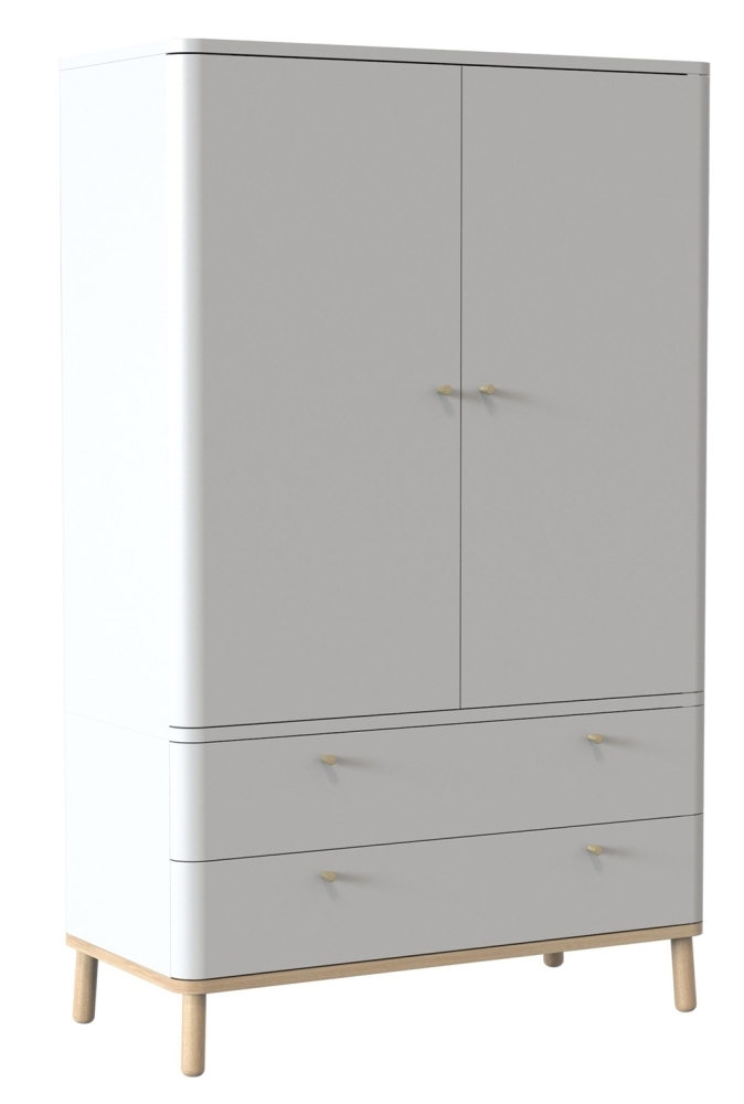 Tch Trua 2 Door 2 Drawer Curved Wardrobe Oak And White Painted
