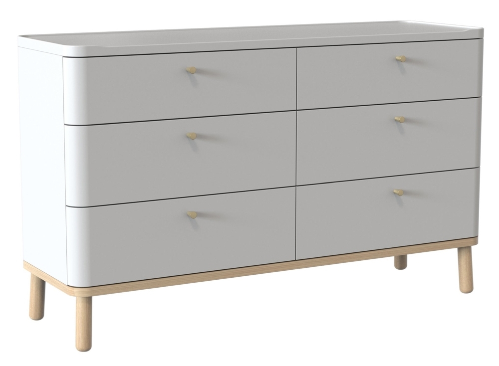 Tch Trua 33 Drawer Curved Wide Chest Oak And White Painted