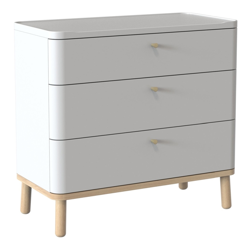 Tch Trua 3 Drawer Curved Chest Standard Oak And White Painted