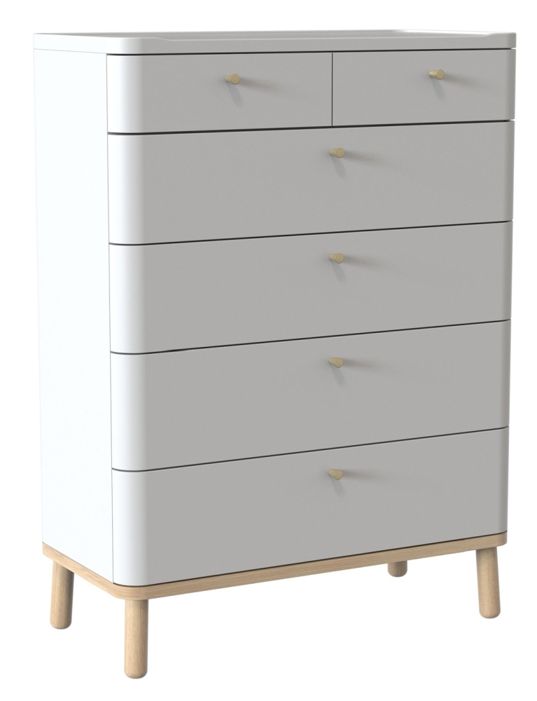 Tch Trua 42 Drawer Curved Large Chest Oak And White Painted