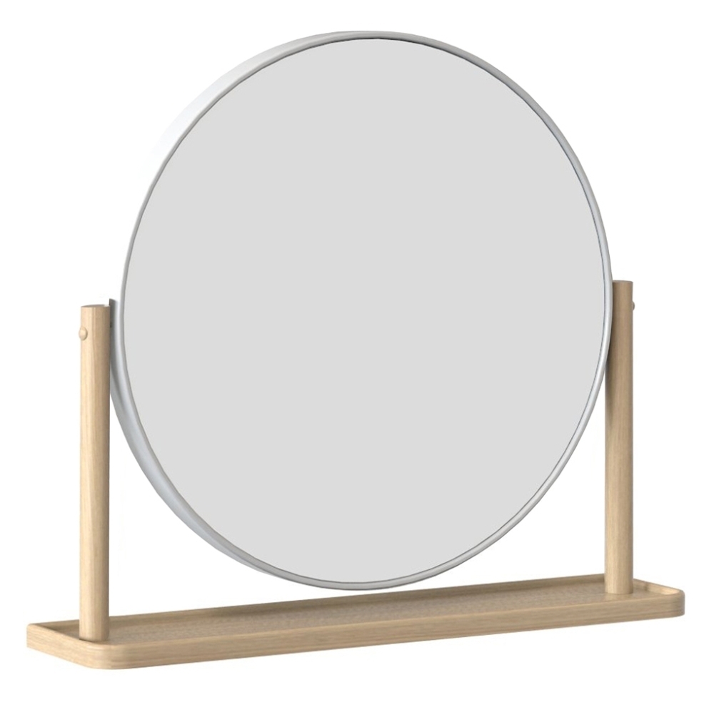 Tch Trua Round Dressing Table Mirror Oak And White Painted