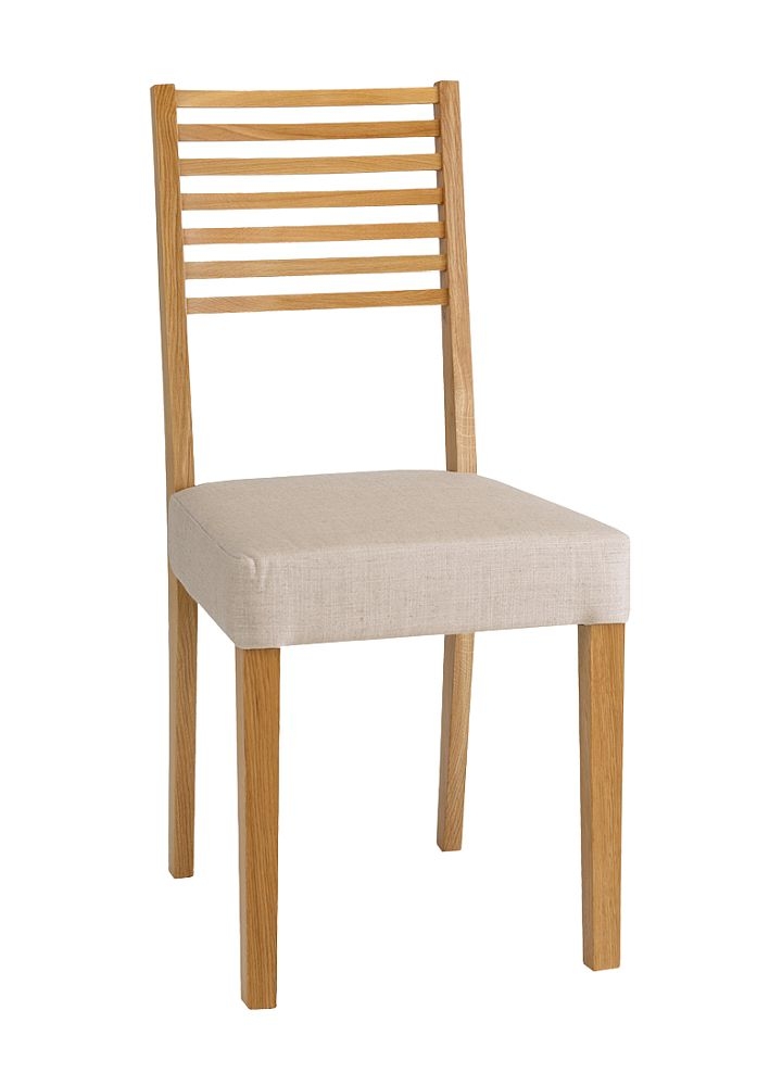 Tch Windsor Oak Ladder Back Fabric Seat Dining Chair Sold In Pairs