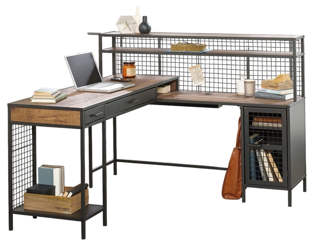 Teknik Boulevard Black And Oak L Shaped Desk