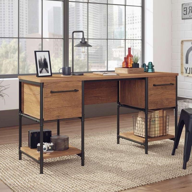 Teknik Iron Foundry Double Pedestal Oak Desk