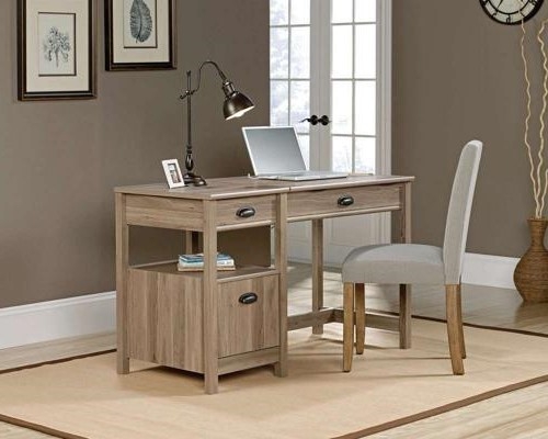 Teknik Salt Oak Sit Stand 3 Drawer Desk