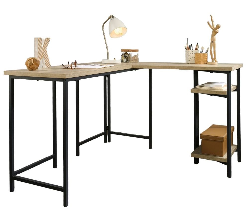 Teknik Industrial Style Charter Oak Lshaped Desk
