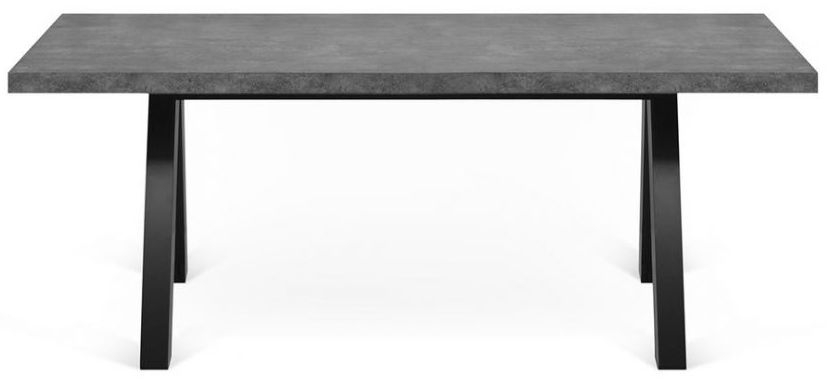 Temahome Apex 200cm Concrete And Black 6 Seater Dining Table