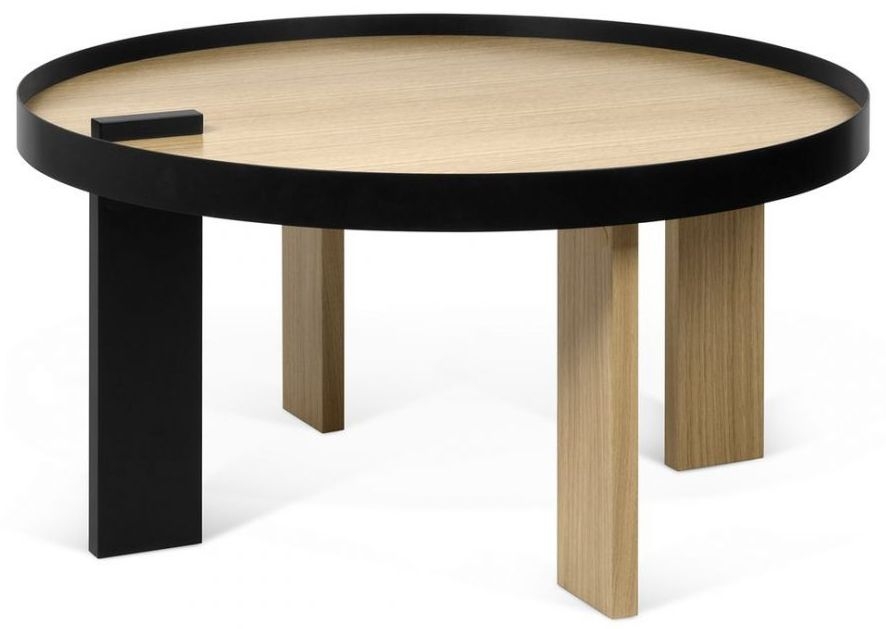 Temahome Bruno Oak And Black Round Coffee Table