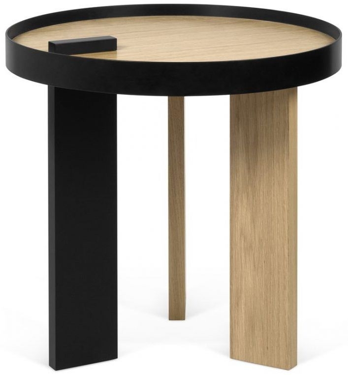 Temahome Bruno Oak And Black Round Side Table