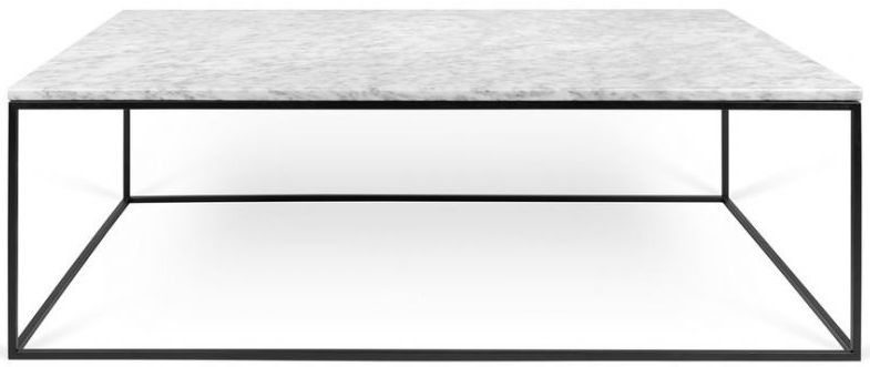 Temahome Gleam White Carrara Marble And Black Coffee Table