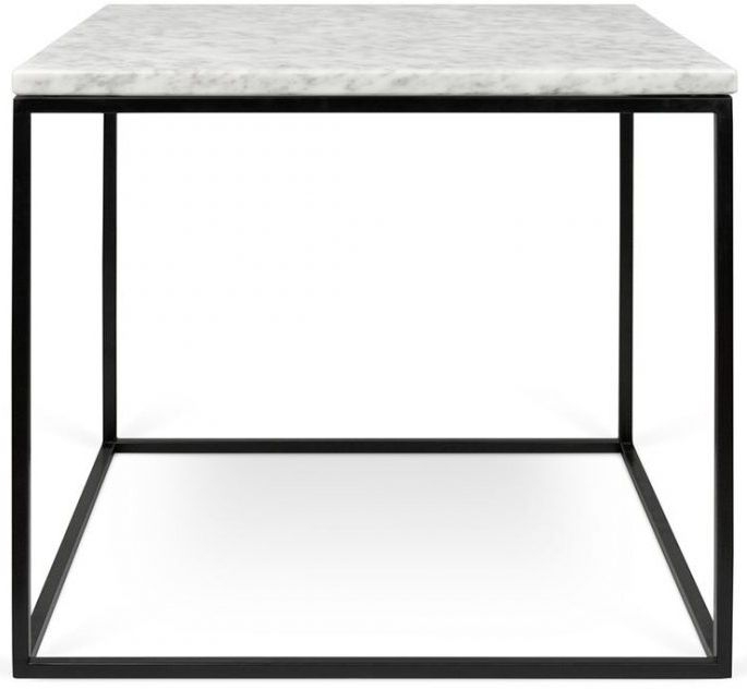 Temahome Gleam White Carrara Marble And Black Side Table