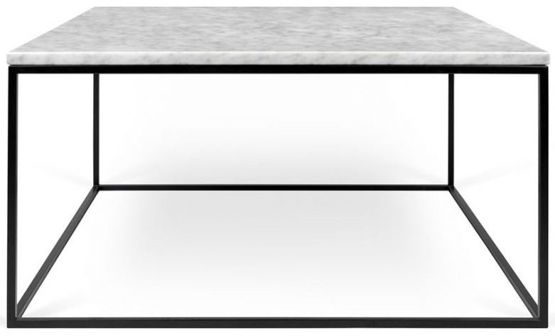 Temahome Gleam White Carrara Marble And Black Square Coffee Table