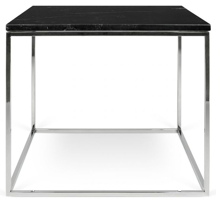 Temahome Gleam Black Marquina Marble And Chrome Side Table