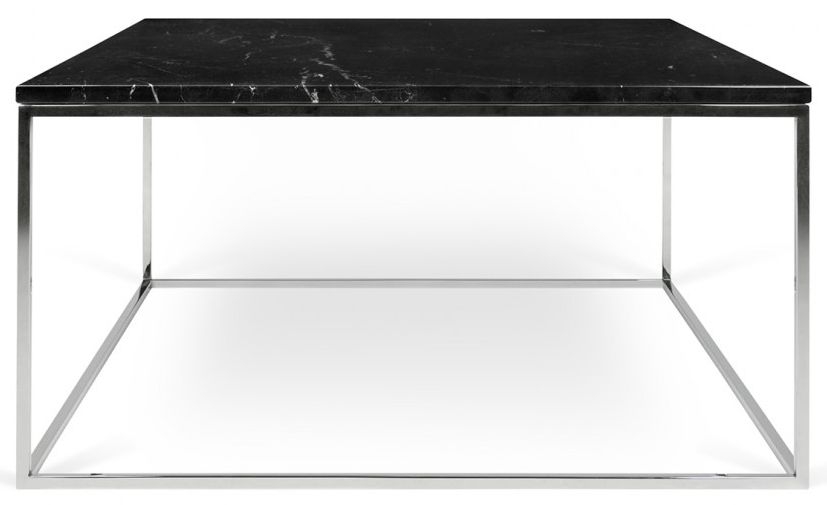 Temahome Gleam Black Marquina Marble And Chrome Square Coffee Table