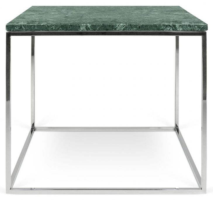 Temahome Gleam Green Guatemala Marble And Chrome Side Table