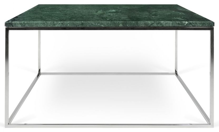 Temahome Gleam Green Guatemala Marble And Chrome Square Coffee Table