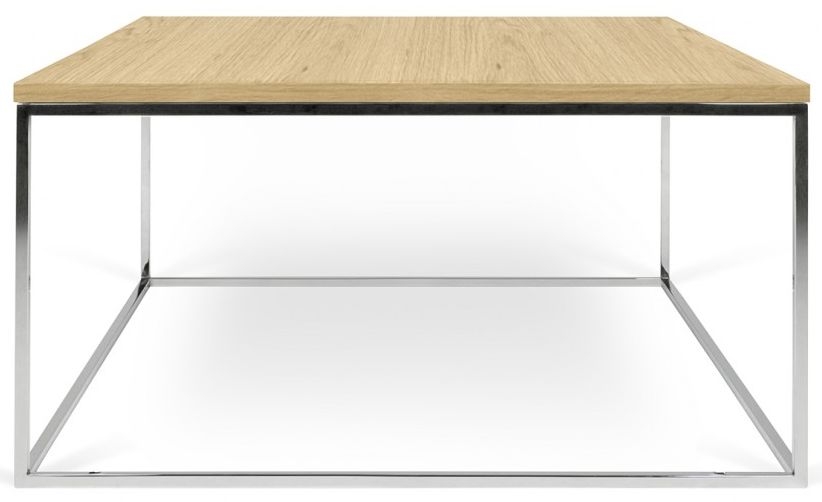 Product photograph of Temahome Gleam Oak And Chrome Square Coffee Table from Choice Furniture Superstore