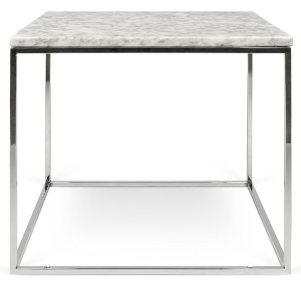 Temahome Gleam White Carrara Marble And Chrome Side Table