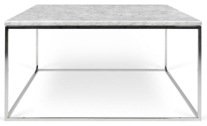 Temahome Gleam White Carrara Marble And Chrome Square Coffee Table