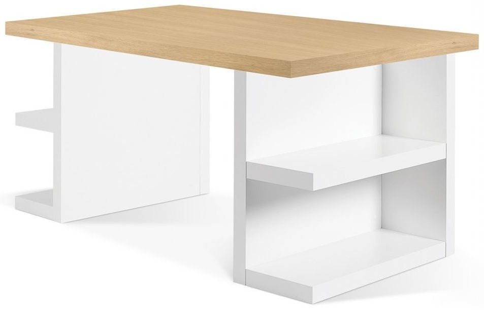 Temahome Multi Storage 160cm Oak And White Writing Desk
