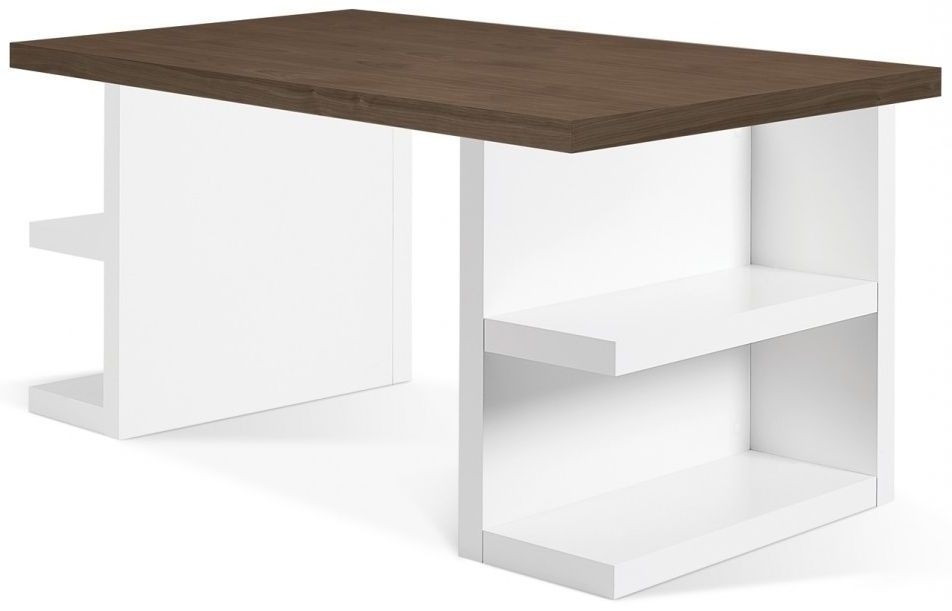 Temahome Multi Storage 160cm Walnut And White Writing Desk