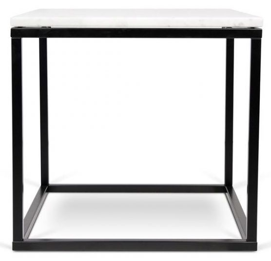 Temahome Prairie White Carrara Marble And Black Side Table