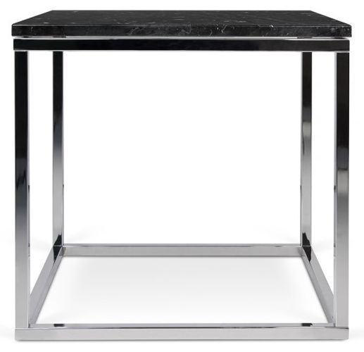Temahome Prairie Black Marquina Marble And Chrome Side Table