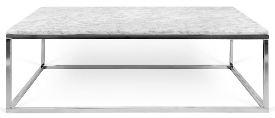 Temahome Prairie White Carrara Marble And Chrome Coffee Table