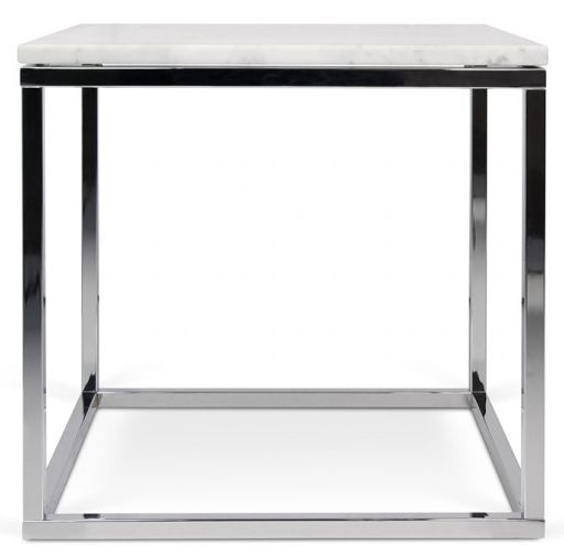 Temahome Prairie White Carrara Marble And Chrome Side Table
