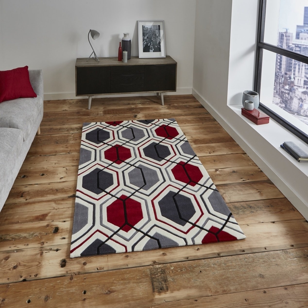 Hong Kong Cream And Red Rug 7526