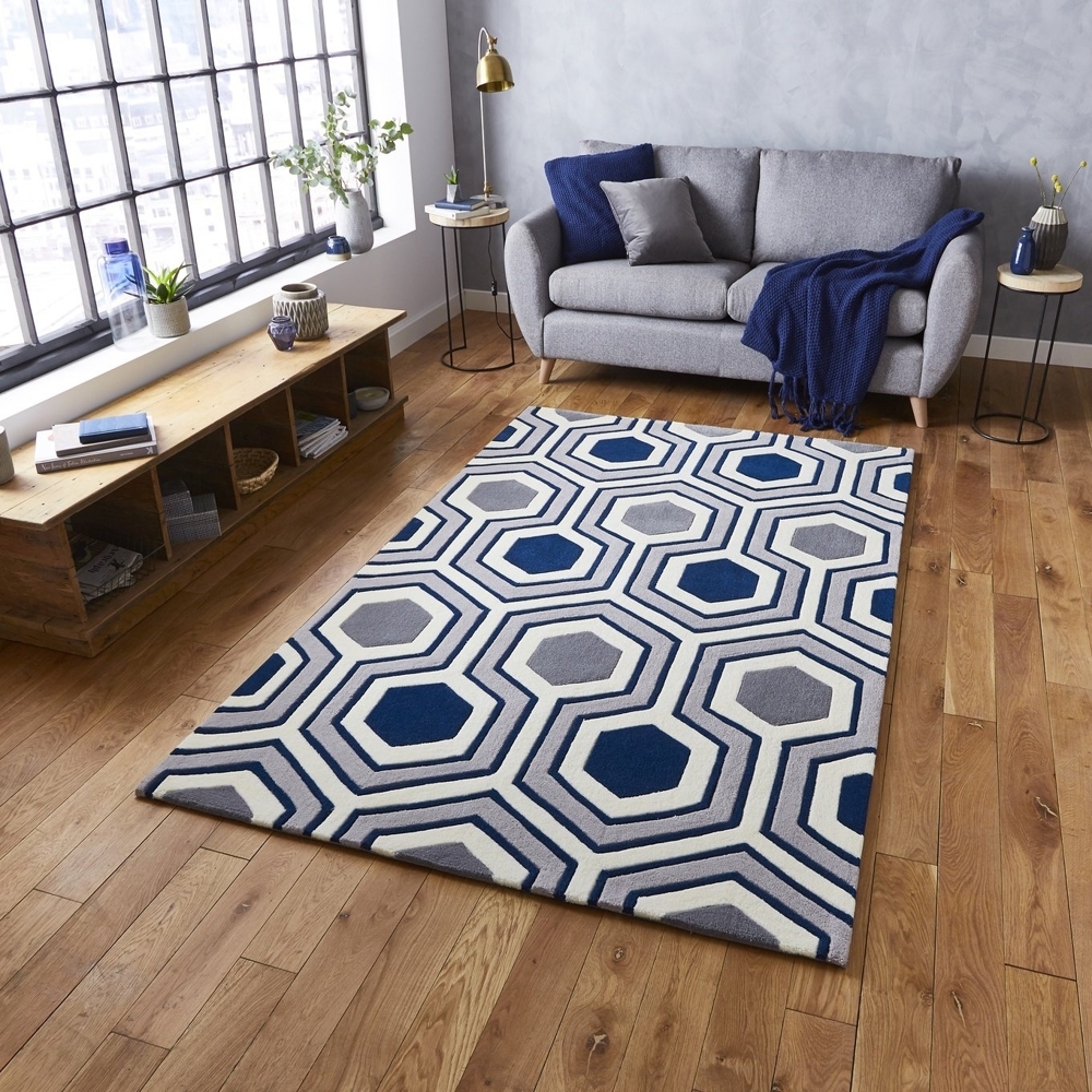 Hong Kong Grey And Navy Rug 3661