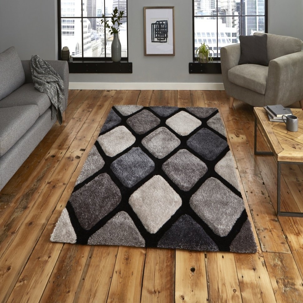 Noble House Black And Grey Rug 9247