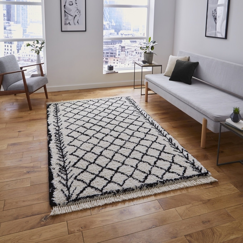 Boho White And Black Rug 7043