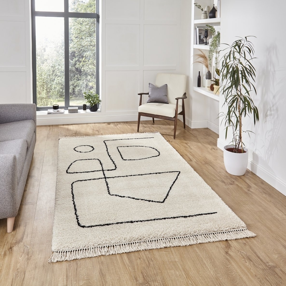 Boho White And Black Rug A474