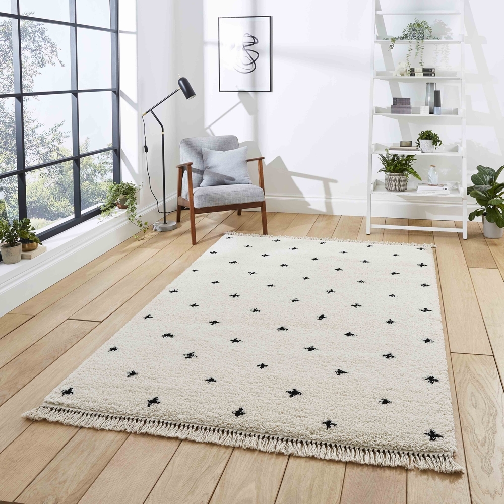 Boho White And Black Rug A475