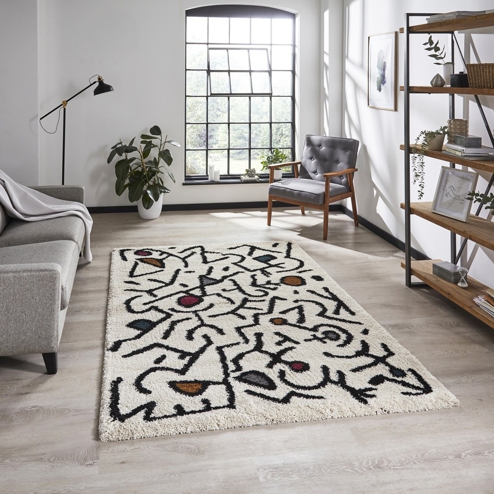 Royal Nomadic Cream And Black And Multi Colored Rug A637