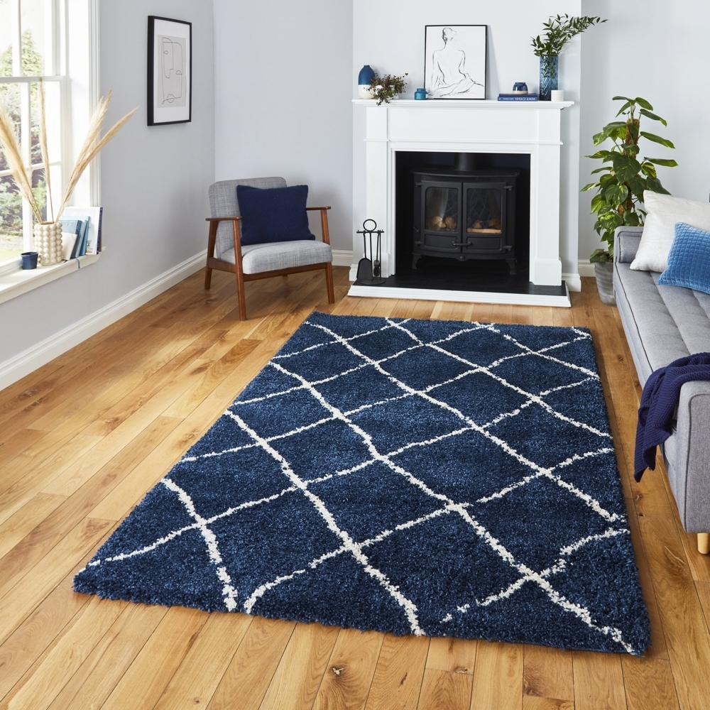 Scandi Berber Navy And Cream Rug G257