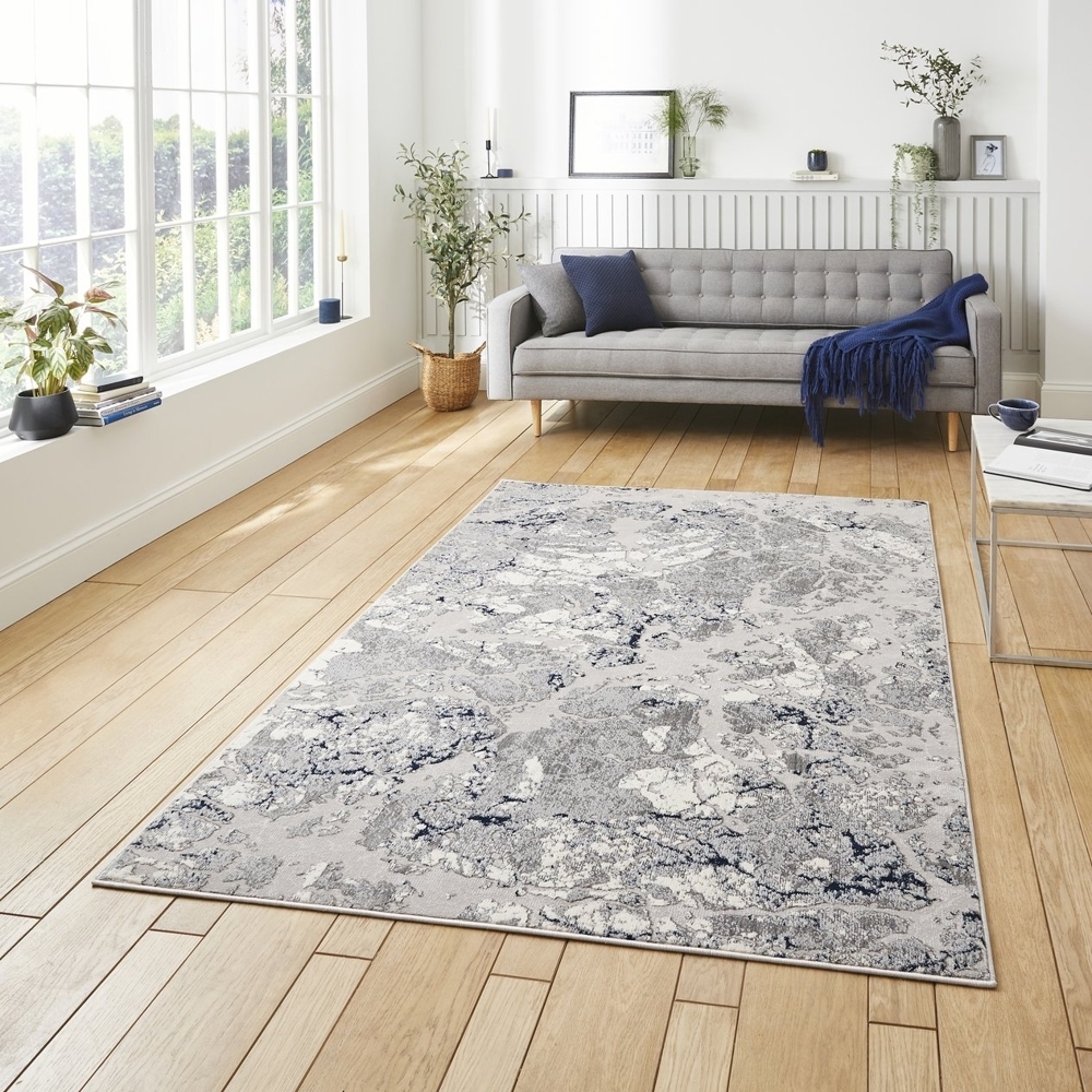 Apollo Grey And Navy Rug 2677