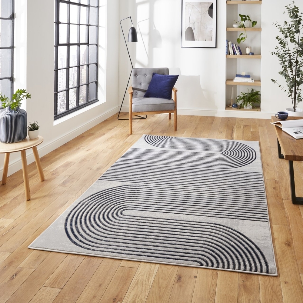 Apollo Grey And Navy Rug 2683