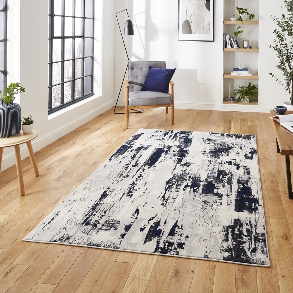 Apollo Grey And Navy Rug Gr579